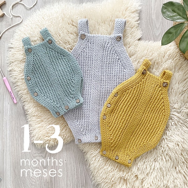 Talla 1-3 meses – Patrón de Pelele de Crochet SNAPPY