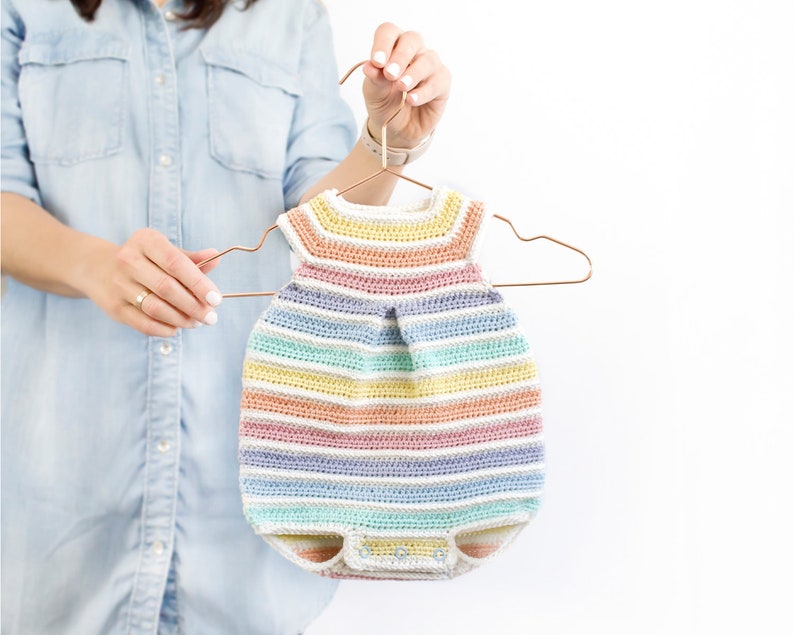 Newborn Size CROCHET Rainbow Romper PDF Pattern Instant image 7