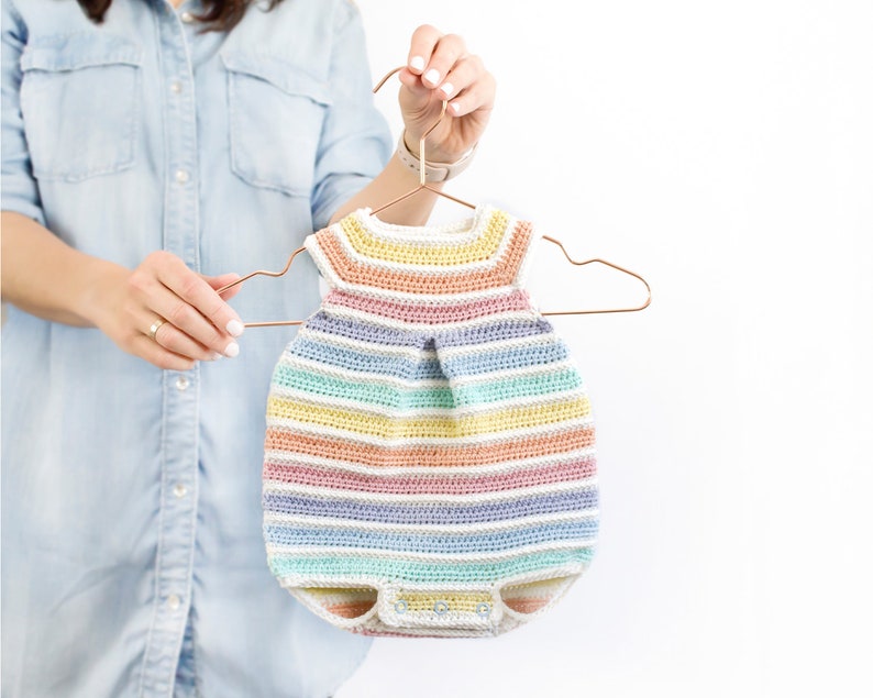 Newborn Size  CROCHET Rainbow Romper PDF Pattern Instant image 7