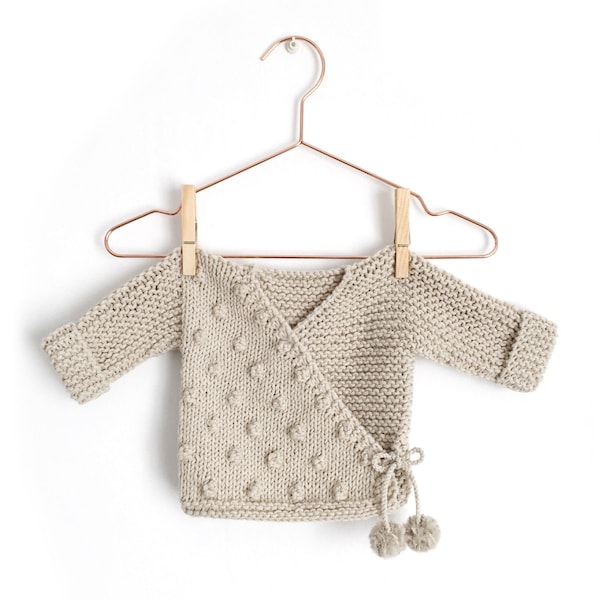 5 sizes - NUR kimono PDF Knitting Pattern- Instant Download - Sizes Newborn, 1-3 months, 3-6 months, 6-12 months and 12-24 months.