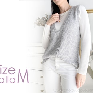 Talla M -  Patrón de Chaleco de Punto Reversible DUO