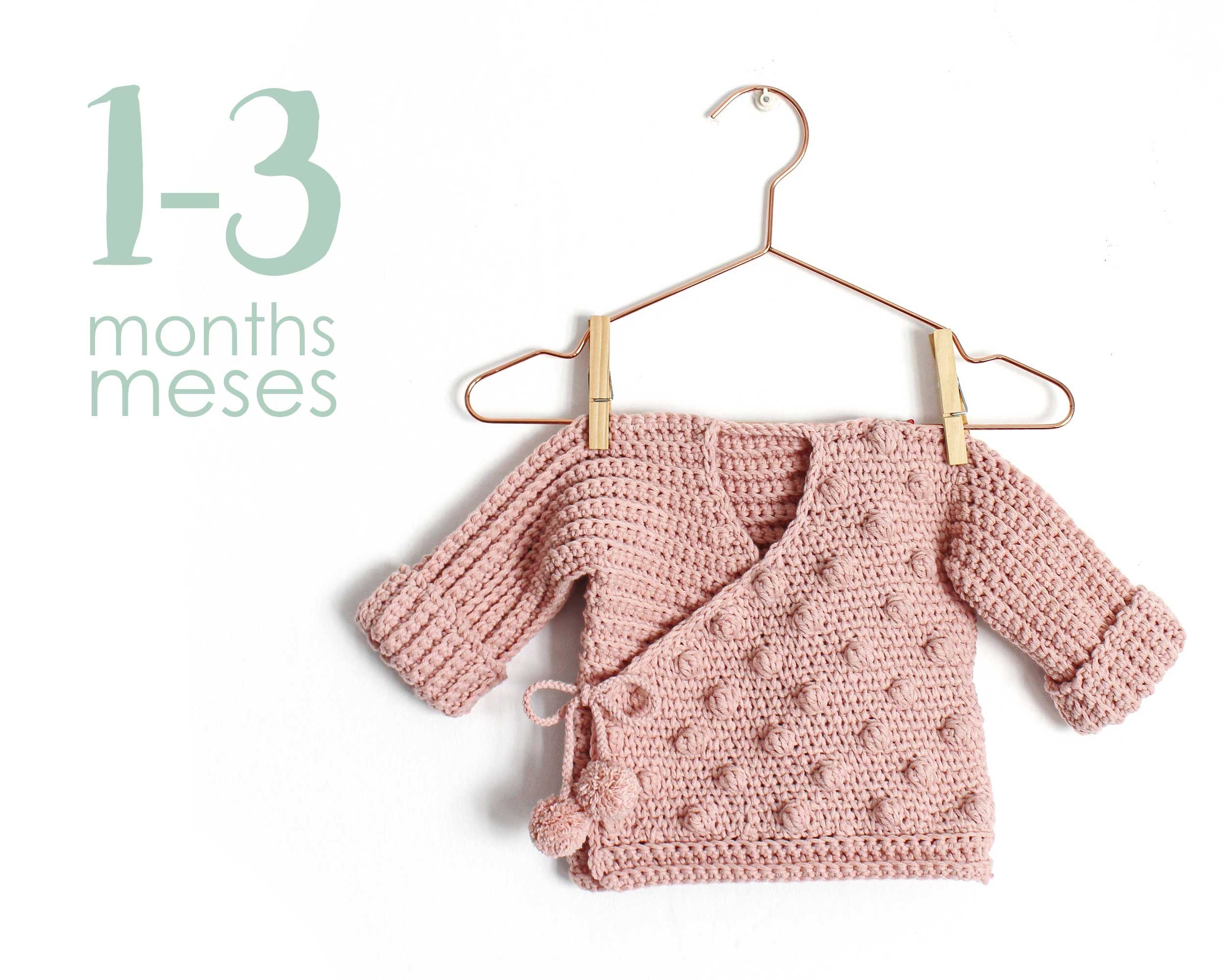 Size 1 3 Months NEO Crochet Baby Kimono PDF Pattern Instant Download Etsy