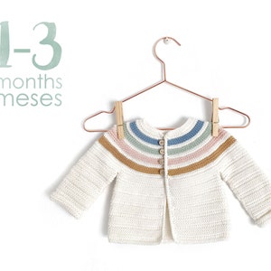 Size 1-3 Months- GINGER Crochet Jacket -  PDF Pattern- Instant Download