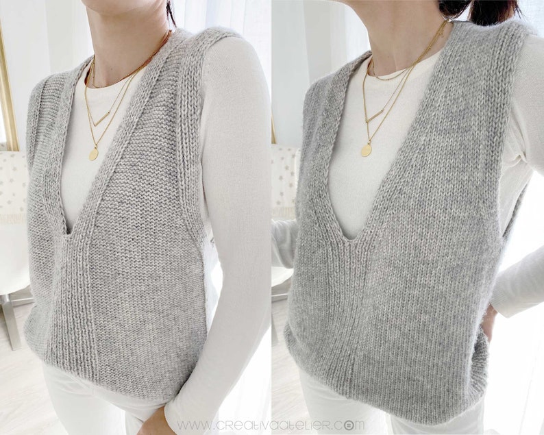 Sizes S-M-L-XL DUO Knitted Vest Pattern PDF Knitting - Etsy
