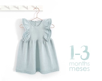 Size 1-3 MONTHS- SEASIDE Knitted Dress  - PDF Knitting Pattern- Instant Download