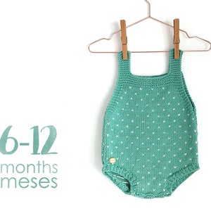 Size 6-12 MONTHS- Topitos Romper PDF Knitting Pattern- Instant Download