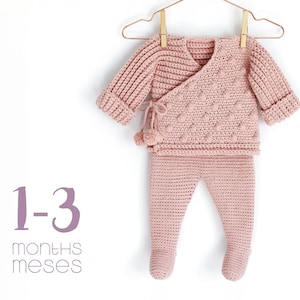 Storlek 1-3 MÅNADER - NEO Baby Virkmönster - Kimono och Leggings