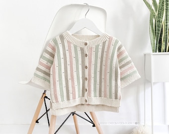 5 sizes - STRIPY Crochet Jacket -  From 3-6 months to 3-4 years size. PDF Pattern- Instant Download