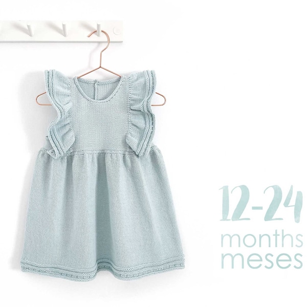 Size 12-24 MONTHS- SEASIDE Knitted Dress  - PDF Knitting Pattern- Instant Download