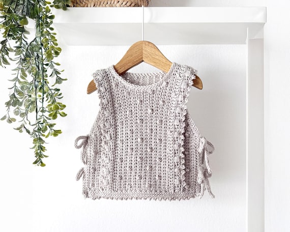 6 tallas – Patrón de Chaleco de CROCHET Picots