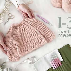 1-3 MONTHS – CUDDLES Baby Crochet Sweater Pattern