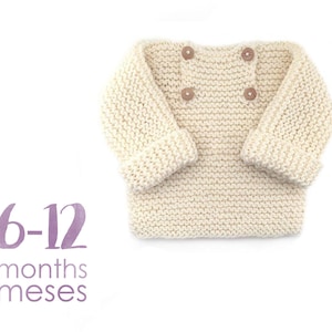 Size 6-12 MONTHS- Natural Baby Sweater Knitting Pattern- Instant Download