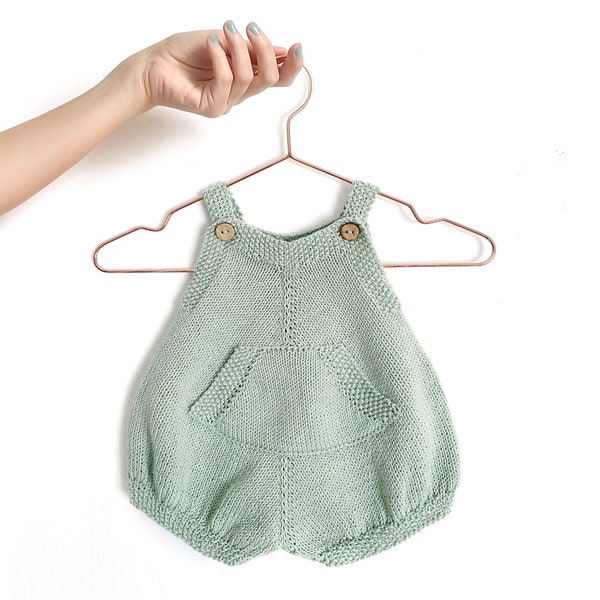 Pickles Romper  - 1-3 months, 3-6 months and 6-9 months -PDF Knitting Pattern- Instant Download