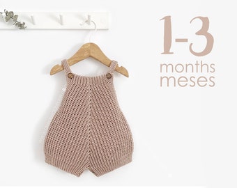 1-3 months - "A" Crochet Romper Pattern-  PDF Pattern- Instant Download