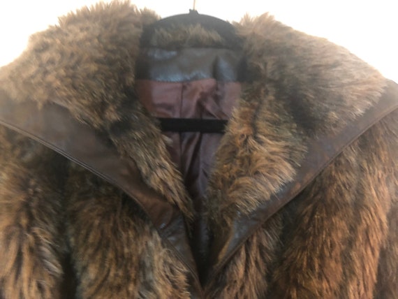 fur coat Vintage Coat with leather detail women's… - image 5