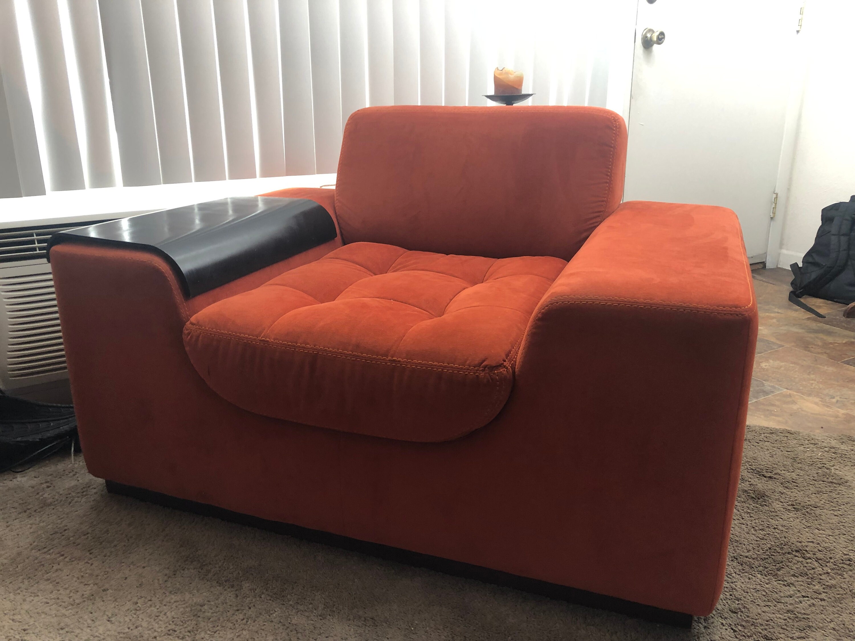 Custom orange chairs made by American Leather Very unique and Etsy