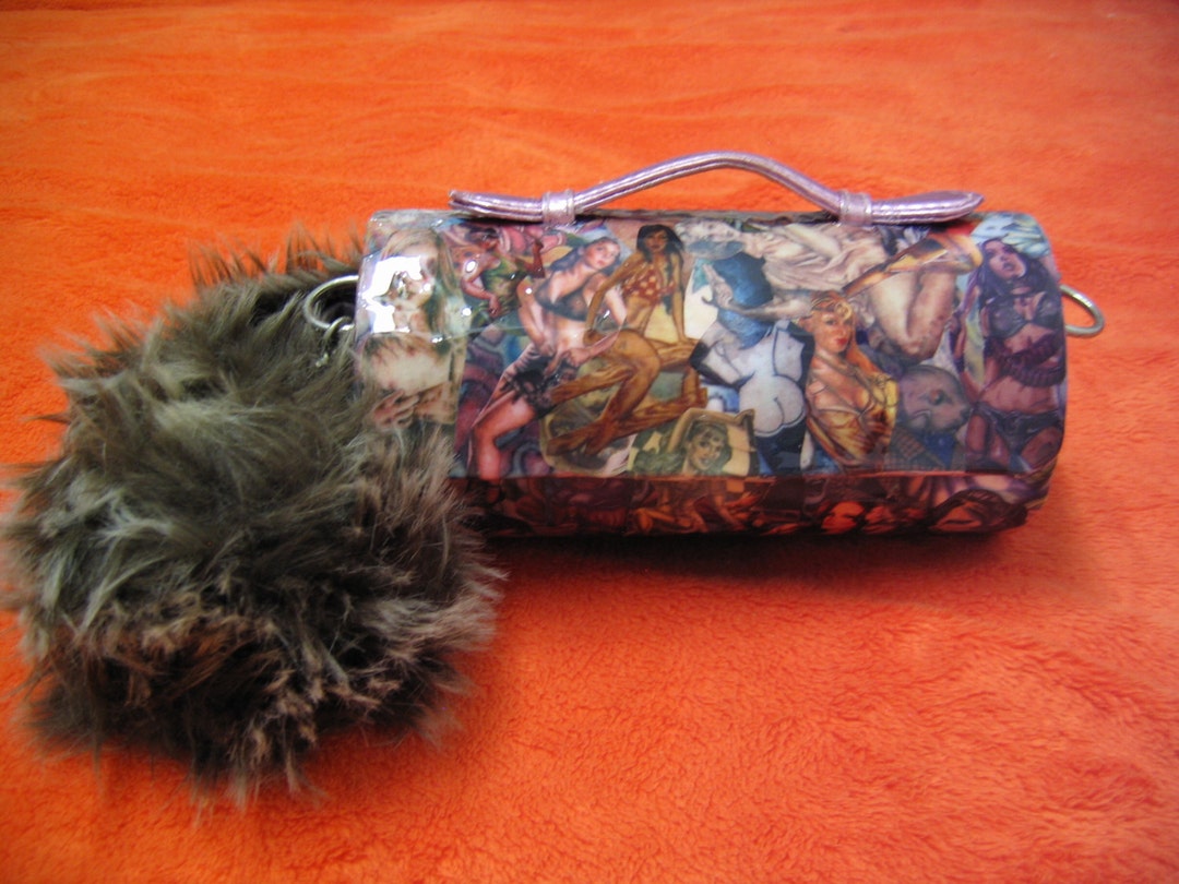 Cute Purse Decoupage Purse Handmade Clutch With Tattoo Pictures Hand