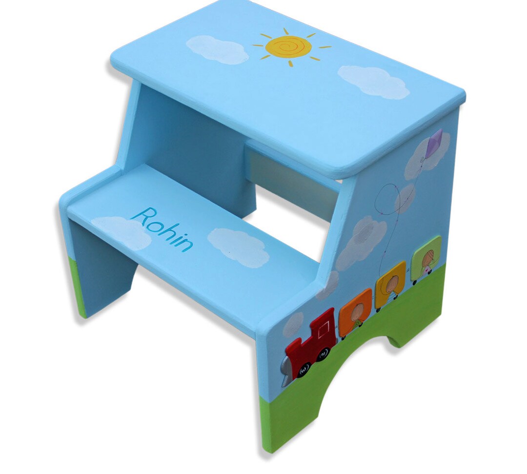 Hand Painted Step Stool Children Furniture Toddler Etsy