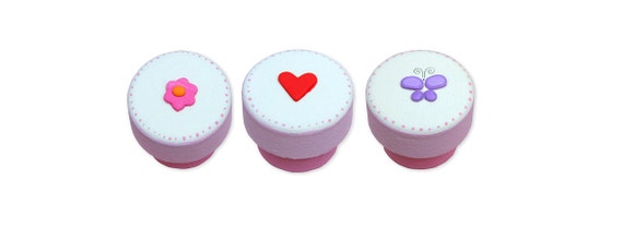 New Baby Girl Gift Pink Knobs Acrylic Furniture Flower Etsy