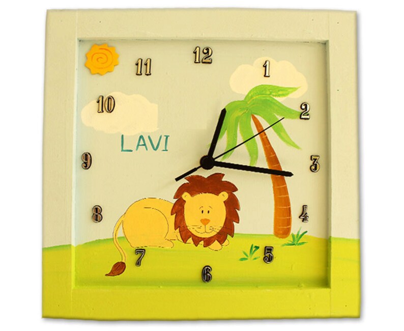 Boy Wall clock Baby nursery wall Clock Nursery wall clock for kids room,LION wall clock Personalized baby boy WALL CLOCK The lion king