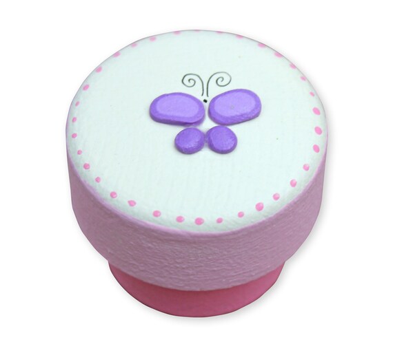 New Baby Girl Gift Purple Knobs Acrylic Furniture Butterfly Etsy