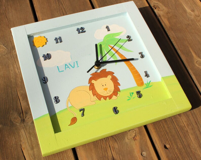 Boy Wall clock Baby nursery wall Clock Nursery wall clock for kids room,LION wall clock Personalized baby boy WALL CLOCK The lion king