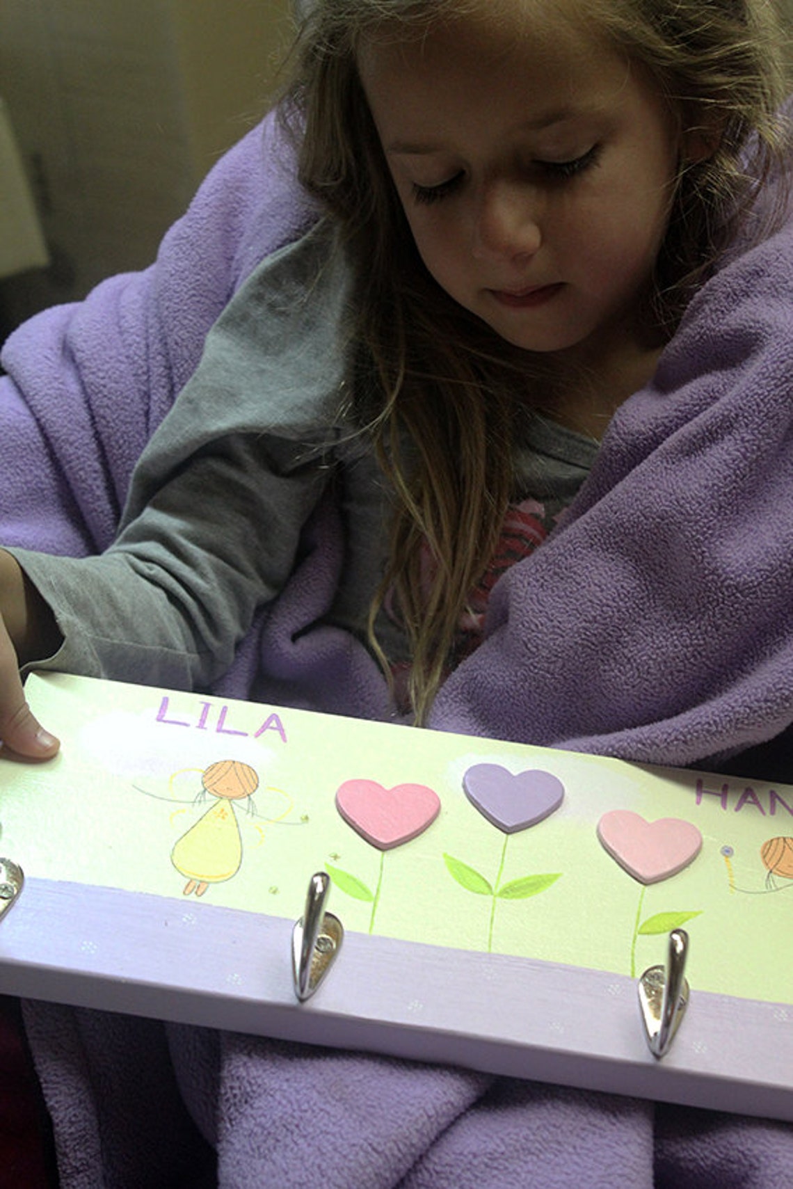 Personalized Coat Rack . Wall Pegs . Kids Peg Rack . Purple Etsy