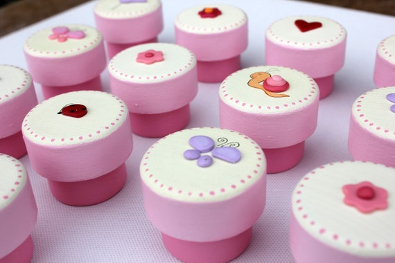 Nursery Girls Drawer Knobs Pink Knobs Purple Knobs Wood Etsy