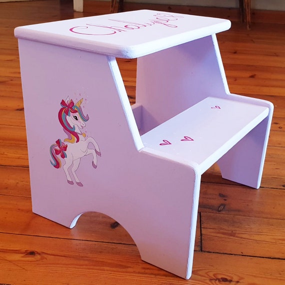 Unicorn Step Stool Jojo Siwa Décor, Kids Personalized Step Stool