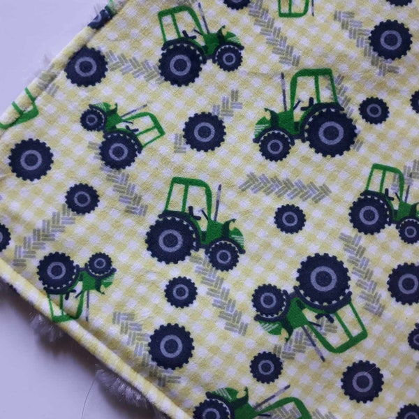 Baby Boy John Deere Farm Tractor and Super Soft Minky Baby Lovey with Pacifier Binky Holder