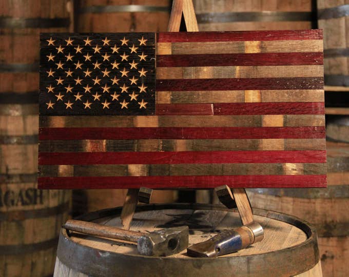 Wine Barrel Flag - USA Flag Made From Oak Barrel Wood