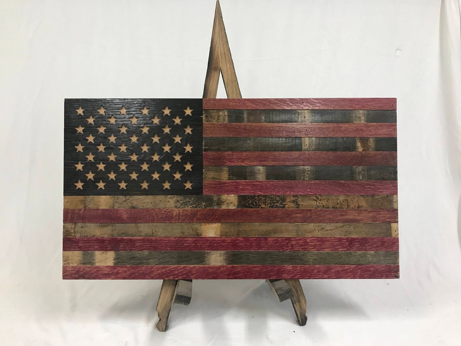 Wine Barrel Flag USA Flag Made From Oak Barrel Wood Etsy