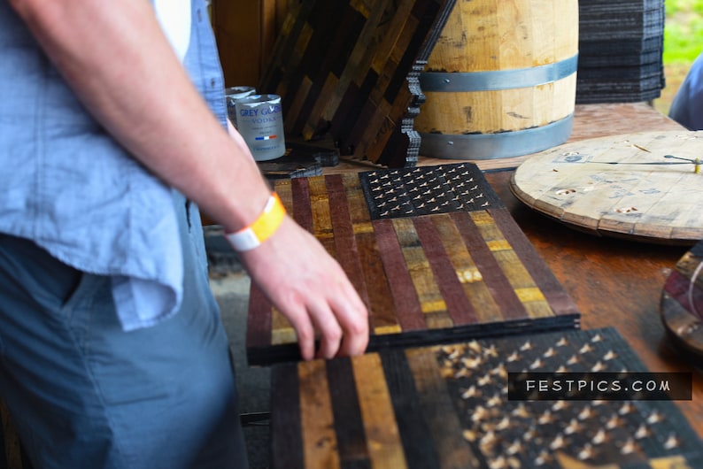 Wine Barrel Flag USA Flag Made From Oak Barrel Wood Etsy
