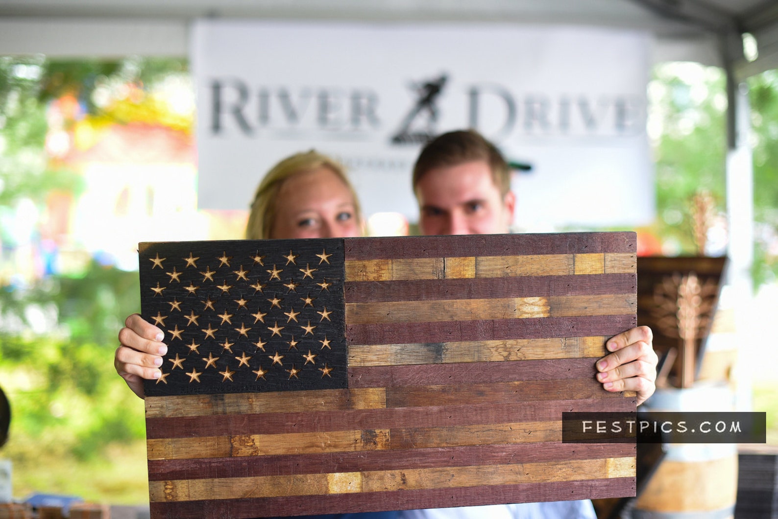Wine Barrel Flag USA Flag Made From Oak Barrel Wood Etsy