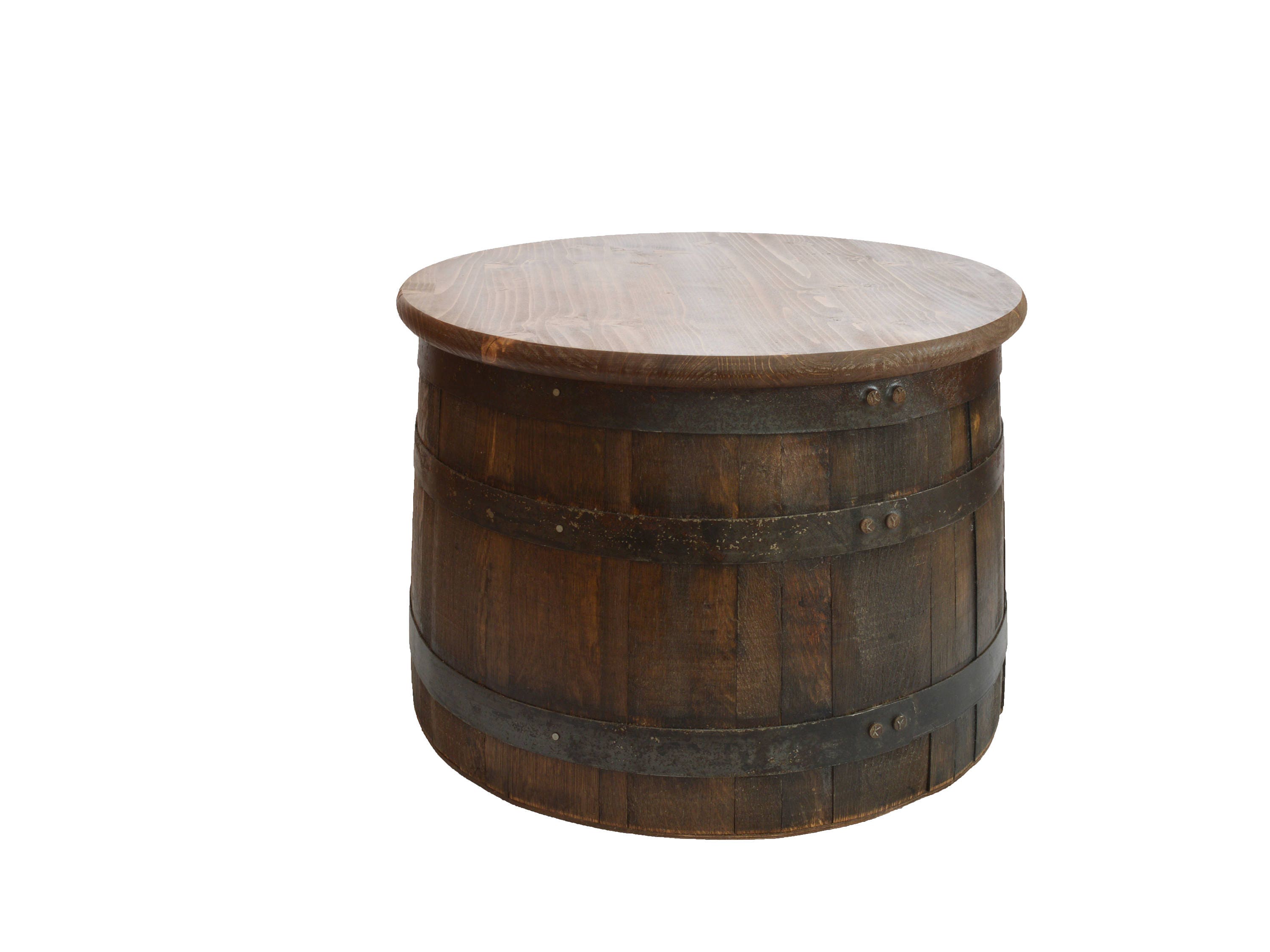 Half Whiskey Barrel Side Table With Lid
