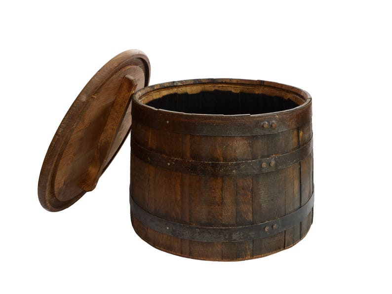 Half Whiskey Barrel Side Table With Lid