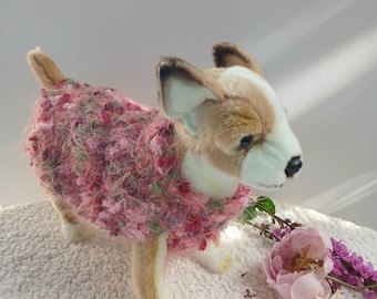 Hand-Knitted Mohair Silk Dog Sweater | Fluffy Pink Puppy Jumper for Small Breeds chihuahua clothes