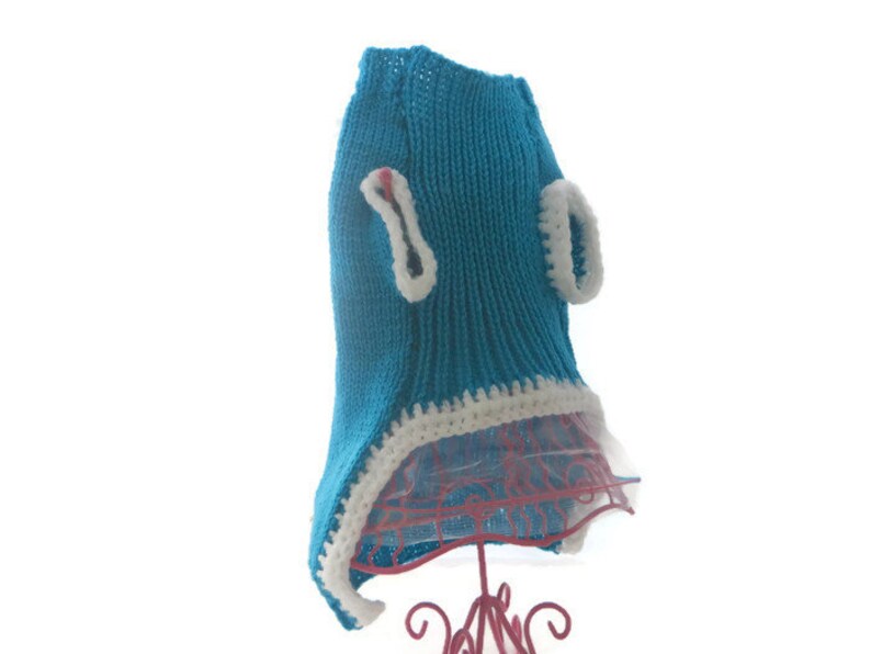 xlarge unisex dog clothes Dog sweater hand knitted in blue with white Flowers Hand embroidery flowers In sizes xxxs