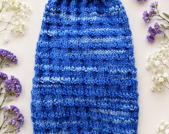 Hand Knit Welsh Wool Dog Sweater | Blue Jumper, Small-Medium