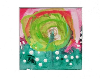 Colorful abstract art / Original small painting / Square wall art