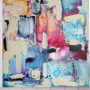 Large abstract painting / 19.6 x 23.6 inches / Colorful panting on canvas afbeelding 2