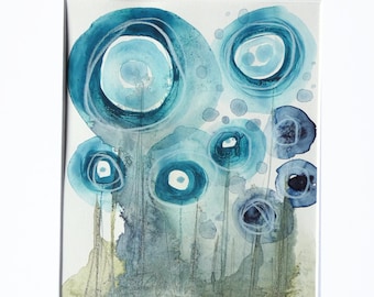 Blue watercolor abstract / Sara Rodighiero / Original floral wall art