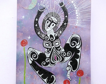 Ecstatic Moon Goddess / Original altart art / Yoni