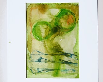 Green abstract art / minimalist painting / raw art