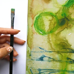 Green abstract art / minimalist painting / raw art image 2