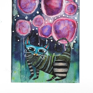 Sweet cat painting / Original watercolor art / cat lovers gift image 1