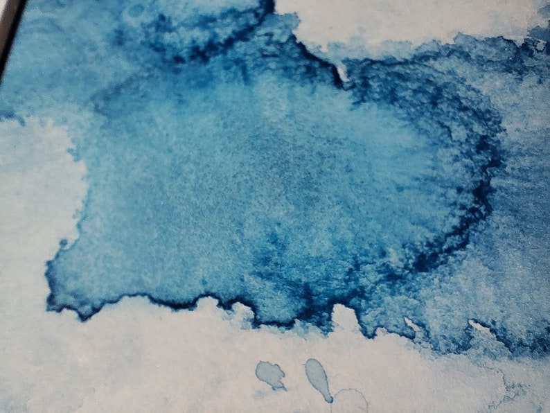 Phthalo Blue watercolor art / Original minimalist painting / Blue bedroom wall decor image 4