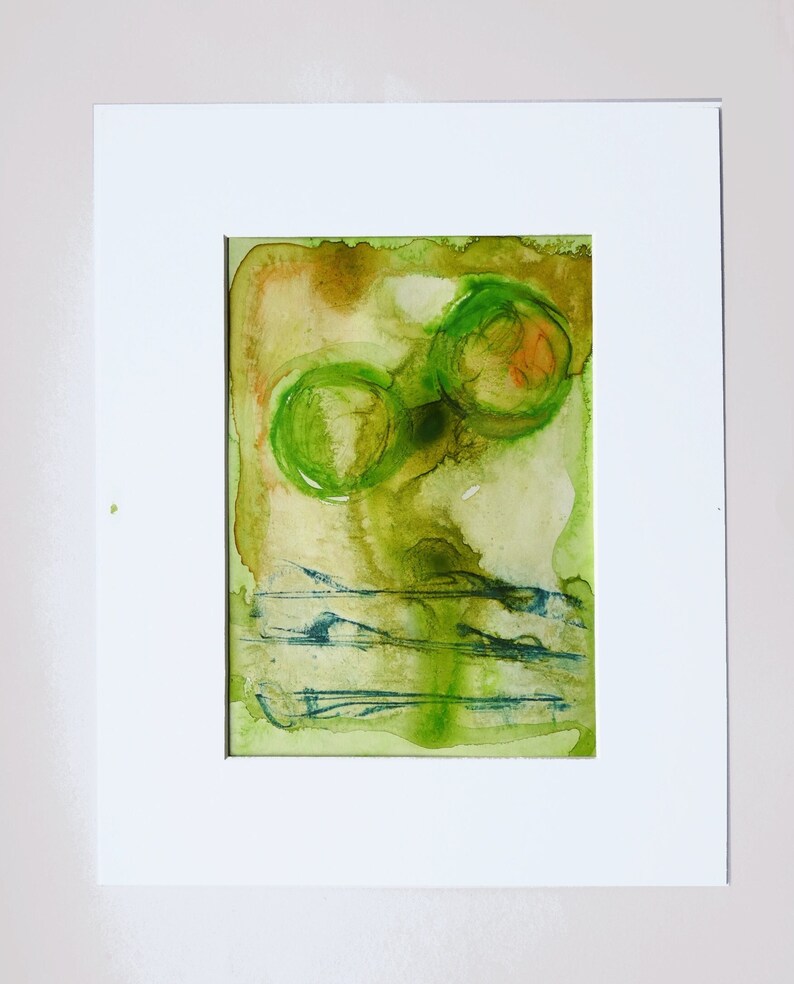 Green abstract art / minimalist painting / raw art image 1