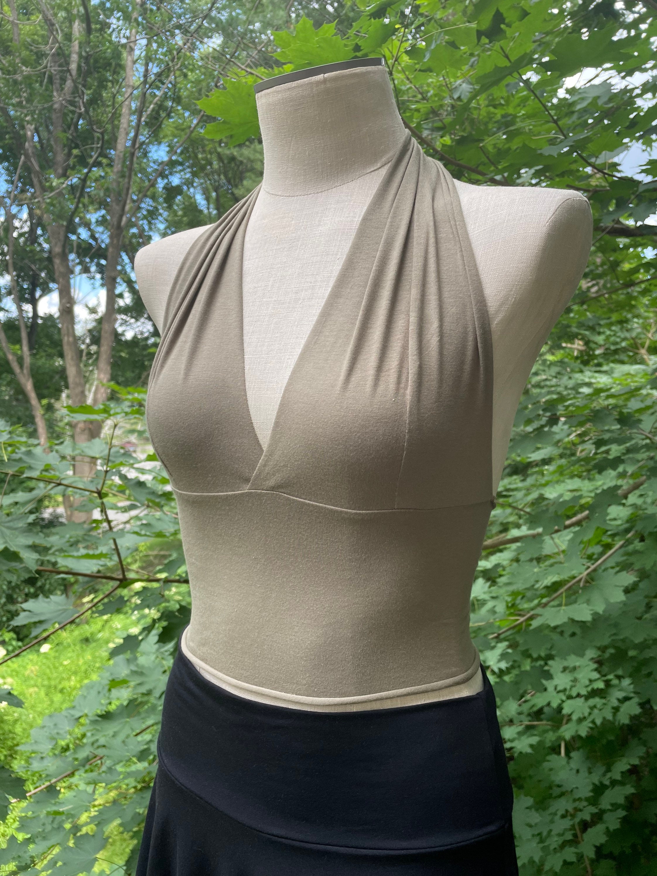 deep v neck halter top