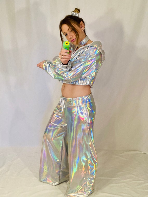 Women's Holographic Iridescent Space Pants - Etsy